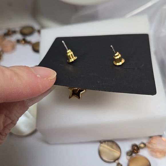 Gold Star Dangle Earrings - Picture 5 of 8